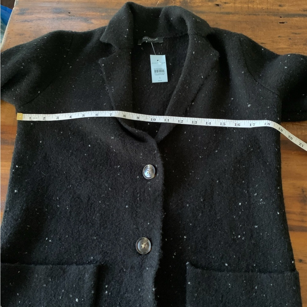 Ann Taylor NWT Speckled Flecked Black Long Sweater Coat Duster Sz 6P - Picture 8 of 15